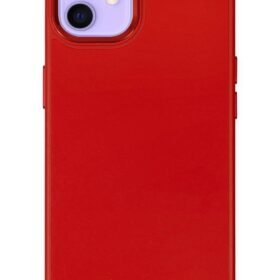 iPhone 12 Kılıf Asya Deri Silikon - Kırmızı-(5796)