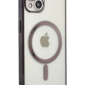 iPhone 14 Plus Kılıf Magneticsafe Lazer Silikon - Siyah-(5796)