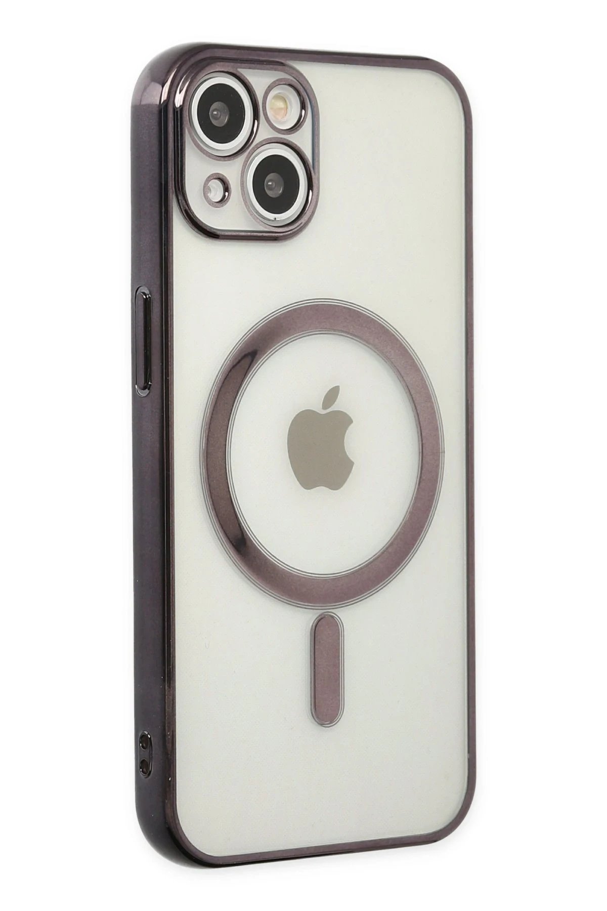 iPhone 14 Plus Kılıf Magneticsafe Lazer Silikon - Siyah-(5796)