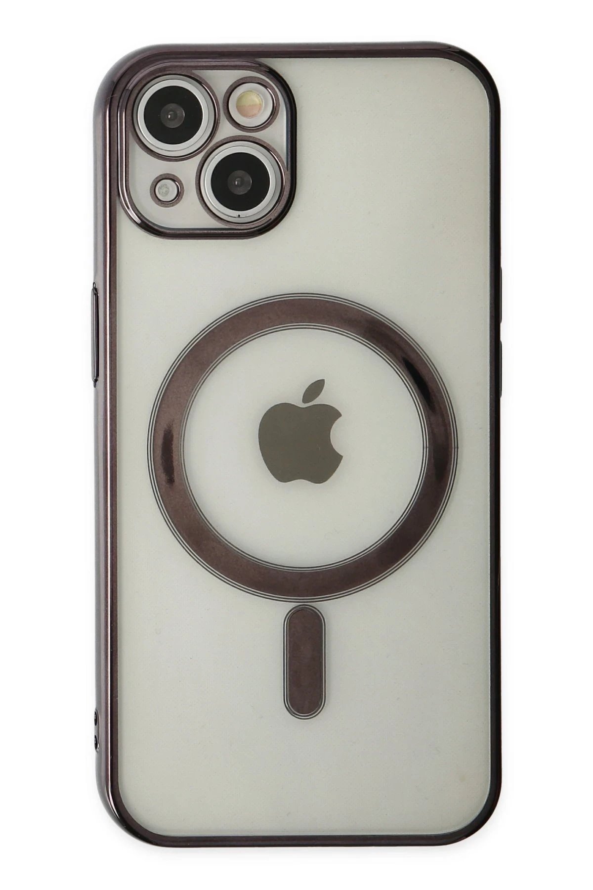iPhone 14 Plus Kılıf Magneticsafe Lazer Silikon - Siyah-(5796) - Görsel 2