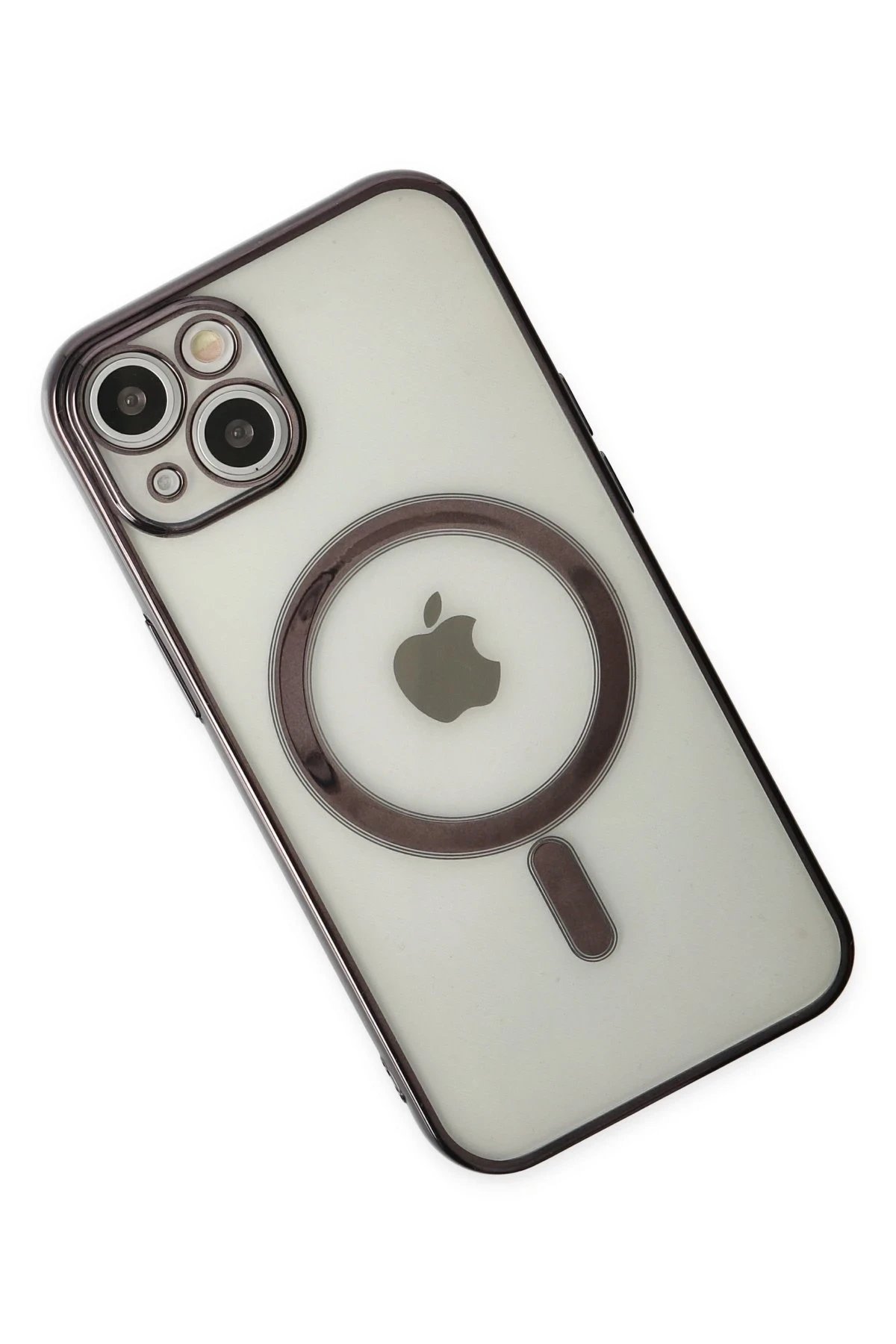 iPhone 14 Plus Kılıf Magneticsafe Lazer Silikon - Siyah-(5796) - Görsel 3