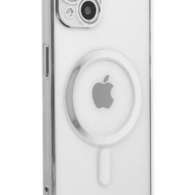 iPhone 14 Plus Kılıf Magneticsafe Lazer Silikon - Gümüş-(5796)