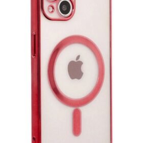 iPhone 14 Plus Kılıf Magneticsafe Lazer Silikon - Kırmızı-(5796)
