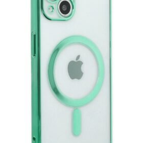 iPhone 14 Plus Kılıf Magneticsafe Lazer Silikon - Haki Yeşil-(5796)