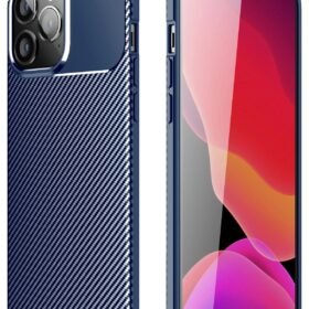 iPhone 14 Pro Kılıf Auto Focus Karbon Kapak - Lacivert-(5796)