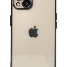iPhone 14 Kılıf Lensli Silikon - Siyah-(5796)