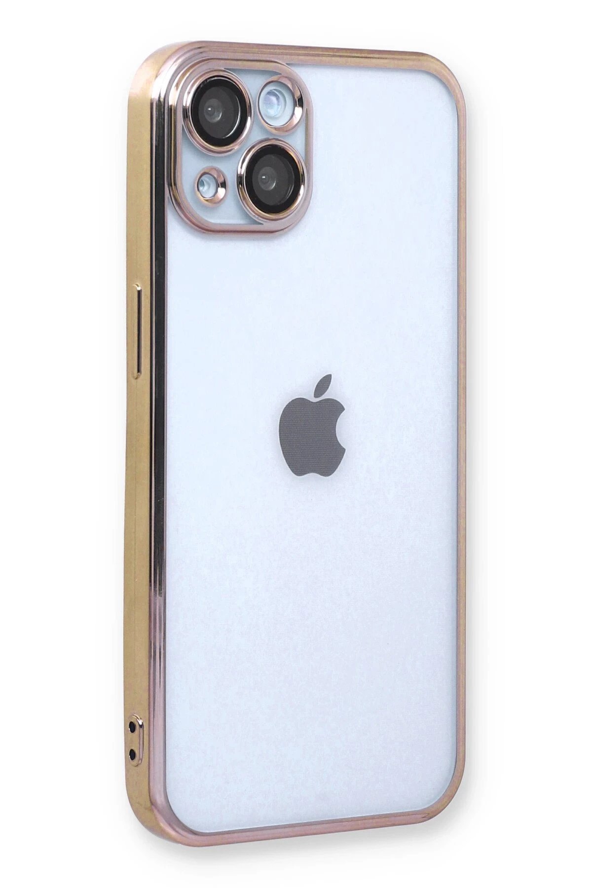 iPhone 14 Kılıf Lensli Silikon - Gold-(5796) - Görsel 2