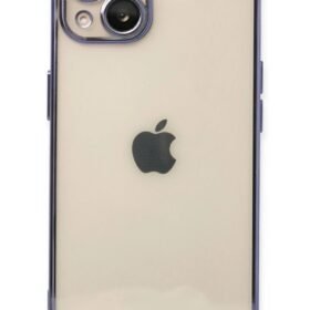 iPhone 14 Kılıf Lensli Silikon - Mor-(5796)