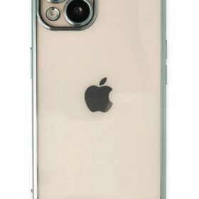 iPhone 14 Plus Kılıf Lensli Silikon - Yeşil-(5796)