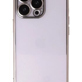 iPhone 14 Pro Max Kılıf Lensli Silikon - Gold-(5796)