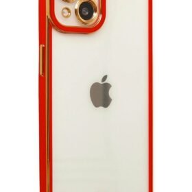 iPhone 14 Plus Kılıf Liva Lens Silikon - Kırmızı-(5796)