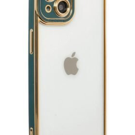 iPhone 14 Plus Kılıf Liva Lens Silikon - Yeşil-(5796)