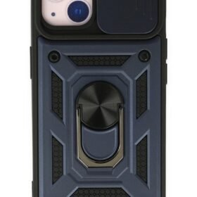 iPhone 14 Kılıf Pars Lens Yüzüklü Silikon - Lacivert-(5796)