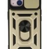 iPhone 14 Kılıf Pars Lens Yüzüklü Silikon - Gold-(5796)