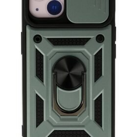 iPhone 14 Kılıf Pars Lens Yüzüklü Silikon - Yeşil-(5796)
