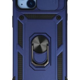 iPhone 14 Plus Kılıf Pars Lens Yüzüklü Silikon - Lacivert-(5796)