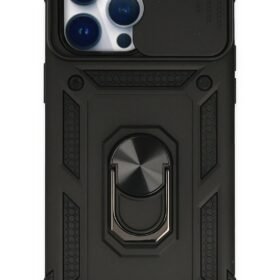 iPhone 14 Pro Max Kılıf Pars Lens Yüzüklü Silikon - Siyah-(5796)