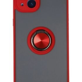 iPhone 14 Kılıf Montreal Yüzüklü Silikon Kapak - Kırmızı-(5796)