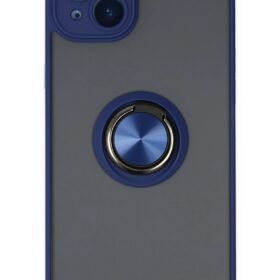 iPhone 14 Kılıf Montreal Yüzüklü Silikon Kapak - Lacivert-(5796)