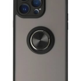iPhone 14 Pro Kılıf Montreal Yüzüklü Silikon Kapak - Siyah-(5796)