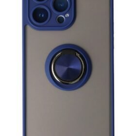 iPhone 14 Pro Kılıf Montreal Yüzüklü Silikon Kapak - Lacivert-(5796)