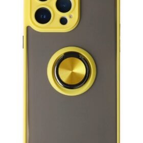 iPhone 14 Pro Max Kılıf Montreal Yüzüklü Silikon Kapak - Sarı-(5796)