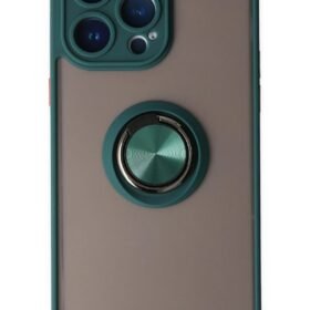 iPhone 14 Pro Max Kılıf Montreal Yüzüklü Silikon Kapak - Yeşil-(5796)