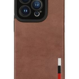 iPhone 14 Pro Max Kılıf Loop Deri Silikon - Kahverengi-(5796)
