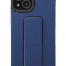 iPhone 14 Plus Kılıf Mega Standlı Silikon - Mavi-(5796)