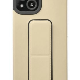 iPhone 14 Plus Kılıf Mega Standlı Silikon - Gold-(5796)