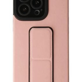 iPhone 14 Pro Kılıf Mega Standlı Silikon - Pudra-(5796)