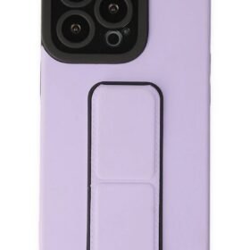 iPhone 14 Pro Max Kılıf Mega Standlı Silikon - Lila-(5796)
