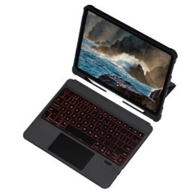 T5209D iPad Pro 12.9 (2021) Kılıf İnter Ledli Klavyeli Tablet Kılıfı - Siyah-(5796)