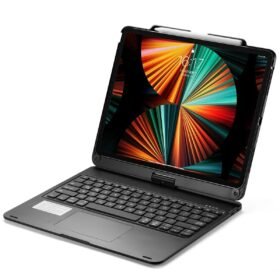 iPad Pro 12.9 (2021) Kılıf Magic Dönen Klavyeli Tablet Kılıf - Siyah-(5796)