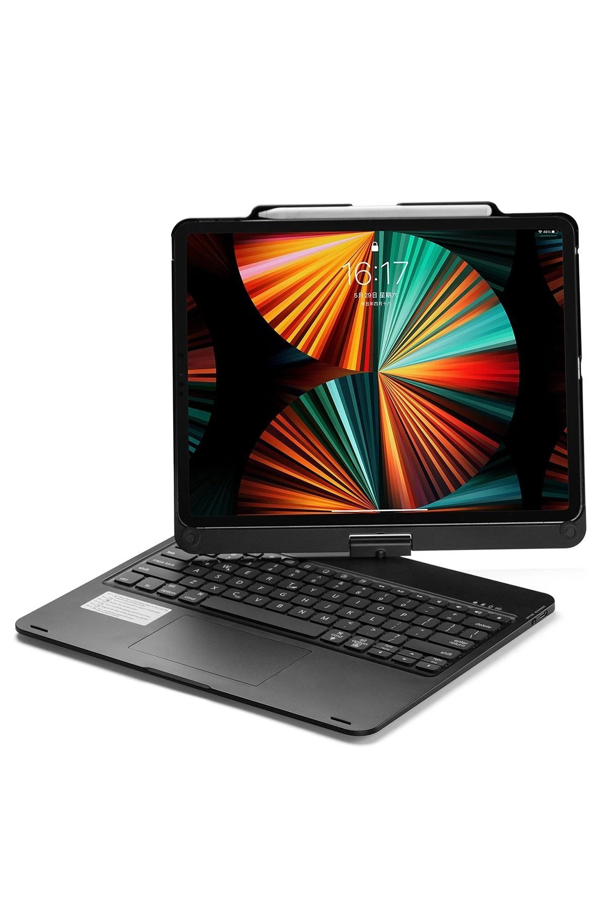 iPad Pro 12.9 (2021) Kılıf Magic Dönen Klavyeli Tablet Kılıf - Siyah-(5796) - Görsel 2