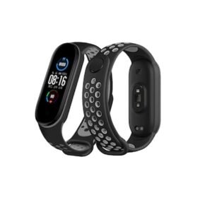 Xiaomi Mi Band 7 Spor Delikli Kordon - Siyah-Gri-(5796)