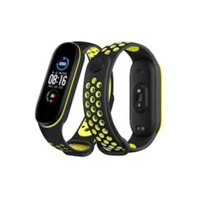 Xiaomi Mi Band 7 Spor Delikli Kordon - Siyah-Yeşil-(5796)