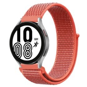 Samsung Galaxy Watch 4 Hasırlı Cırtcırtlı Kordon - Turuncu-(5796)