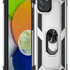 Samsung Galaxy A03 Kılıf Sofya Yüzüklü Silikon Kapak - Gümüş-(5796)