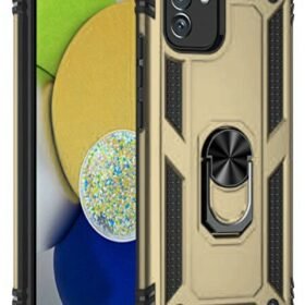 Samsung Galaxy A03 Kılıf Sofya Yüzüklü Silikon Kapak - Gold-(5796)