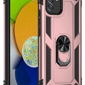 Samsung Galaxy A03 Kılıf Sofya Yüzüklü Silikon Kapak - Rose-(5796)