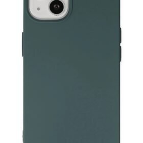 iPhone 14 Kılıf Nano içi Kadife Silikon - Koyu Yeşil-(5796)
