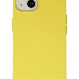 iPhone 14 Plus Kılıf Nano içi Kadife Silikon - Sarı-(5796)