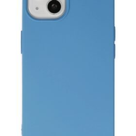 iPhone 14 Plus Kılıf Nano içi Kadife Silikon - Mavi-(5796)