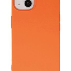 iPhone 14 Plus Kılıf Nano içi Kadife Silikon - Turuncu-(5796)