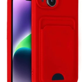 iPhone 14 Kılıf Kelvin Kartvizitli Silikon - Kırmızı-(5796)