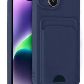 iPhone 14 Kılıf Kelvin Kartvizitli Silikon - Lacivert-(5796)
