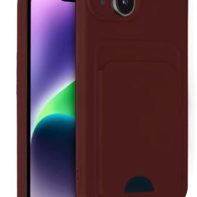 iPhone 14 Kılıf Kelvin Kartvizitli Silikon - Bordo-(5796)