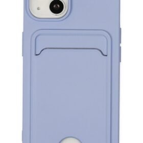 iPhone 14 Plus Kılıf Kelvin Kartvizitli Silikon - Lila-(5796)