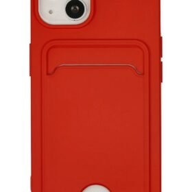 iPhone 14 Plus Kılıf Kelvin Kartvizitli Silikon - Kırmızı-(5796)